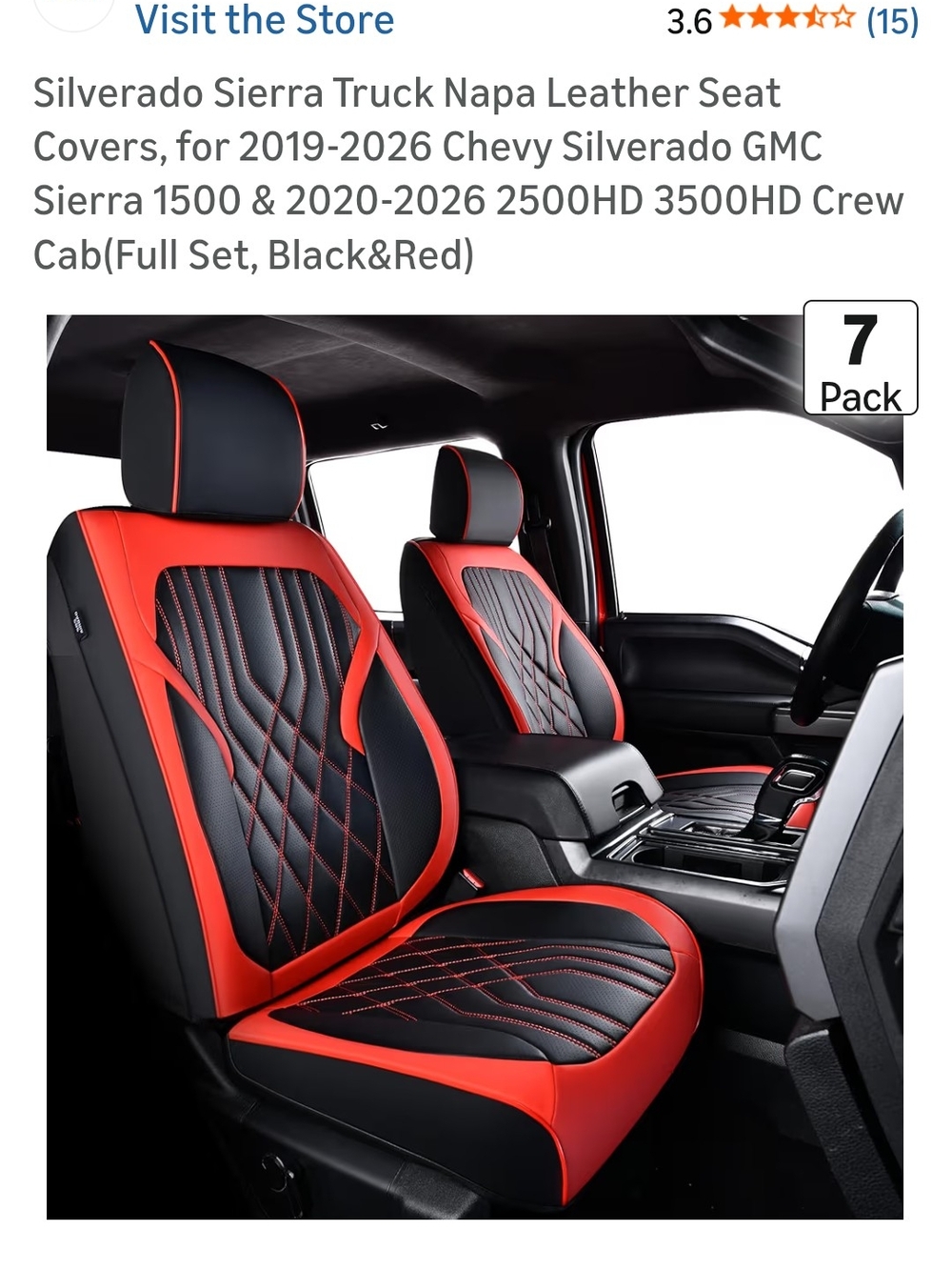 Black and Red Napa Leather Truck Seat Covers-FullSet 2019-2026 Silverado/SIERRA